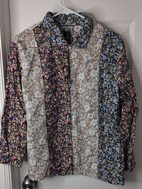Nautica 100% Cotton Boho Floral Patchwork Shirt Size M